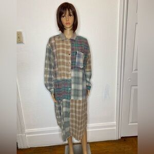 Sundance X Citron Santa Monica Vintage Women’s Flannel Patch Shirtdress Size S